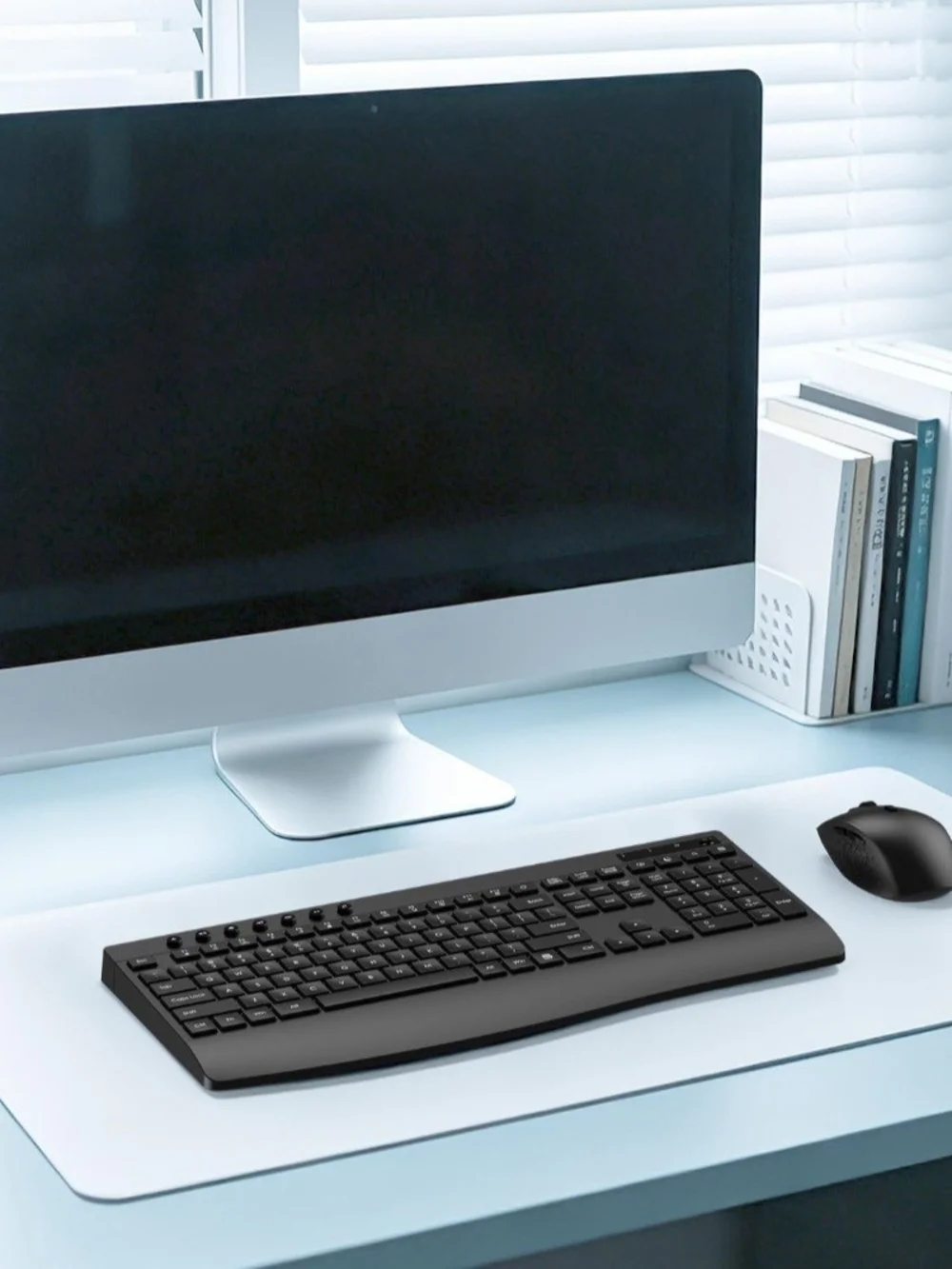 Wireless Keyboard and Mouse Combo, Full-Size Ergonomic Computer Set with Palm